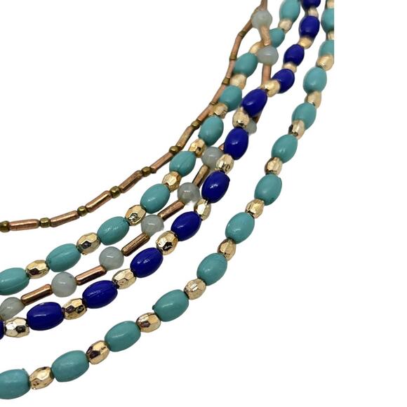 23-Inch Layered Blue and Gold Necklace - Excellent Condition - Picture 3 of 5